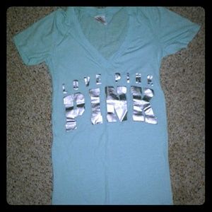 PINK blue v-neck t-shirt